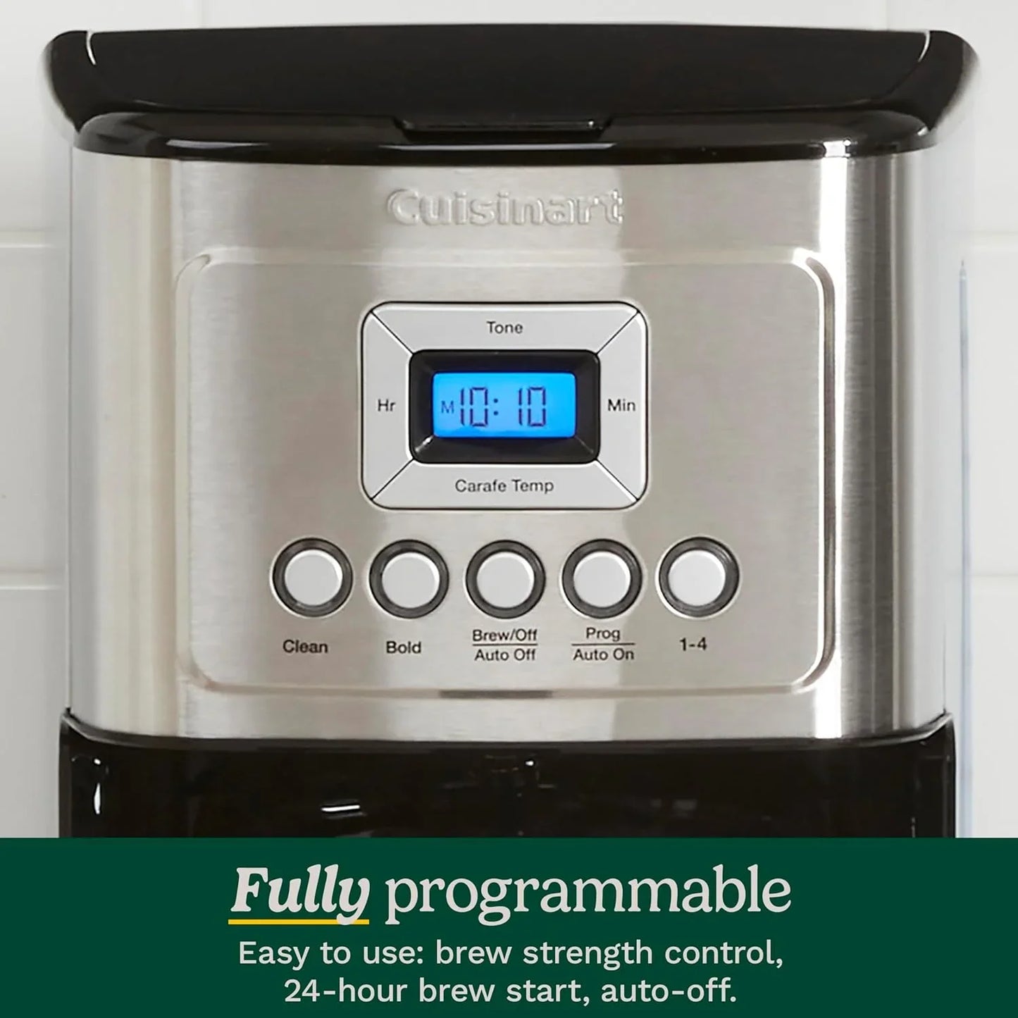14-Cup Coffee Maker, Programmable Perfectemp Glass Carafe Coffee Machine with 1-4 Cup Setting, Brew Strength Control and Pause, Stainless Steel, DCC-3200NAS