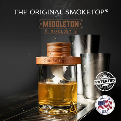 Smoketop® Cocktail Smoker Kit 5 Pack - Old Fashioned Chimney Drink Smoker for Cocktails, Whiskey, & Bourbon with 2Oz Sample Wood Chips - by Middleton Mixology