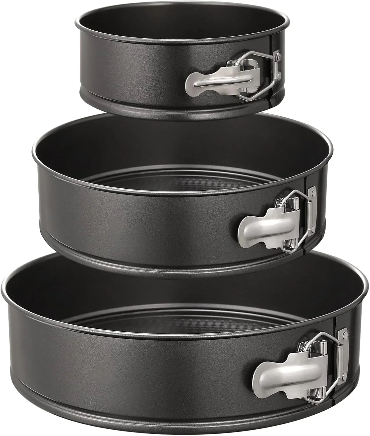 Springform Pan Set of 3 Non-Stick Leakproof round Cake Pan Set Includes 3 Pieces 6" 8" 10"