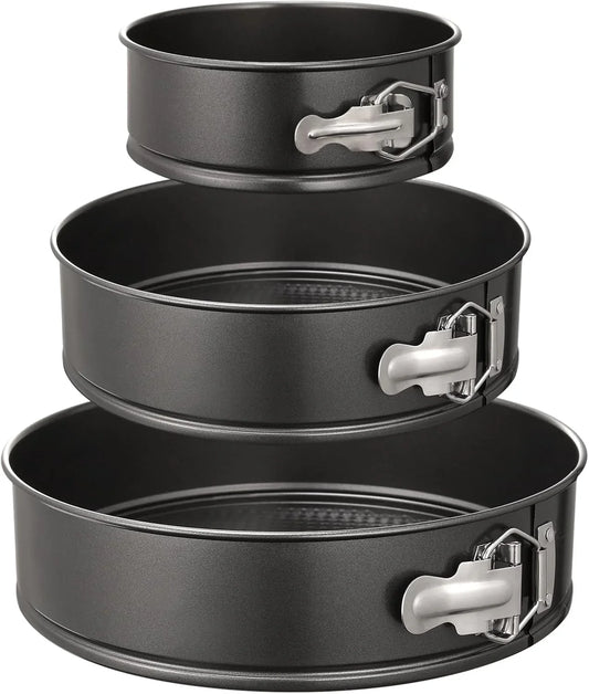 Springform Pan Set of 3 Non-Stick Leakproof round Cake Pan Set Includes 3 Pieces 6" 8" 10"