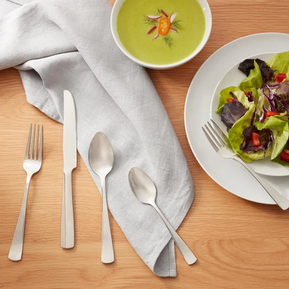 20-Piece Stainless Steel Flatware Set with Square Edge, Dishwasher Safe, Simple Design, Service for 4, Silver