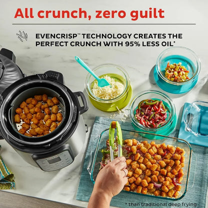 Crispy tater tots in Instant Pot with EvenCrisp tech, less oil, served with cheese and veggies