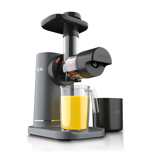 Neverclog Cold Press Juicer | Powerful Electric Slow Masticating Juicer with Pulp Control | XL Capacity | 24 Oz. Juice Jug & 36 Oz. Pulp Container | Dishwasher Safe | Charcoal | 150W | JC151​