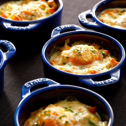Ceramic Dutch Oven 3-Piece Mini round Cocotte, Dark Blue