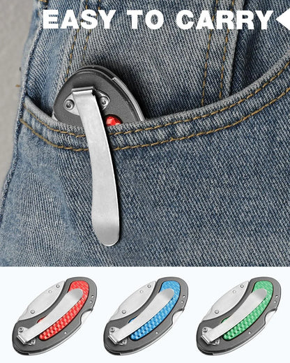 Folding Utility Knife Set Quick Change Blade, Back-Lock Mechanism 3-Piece with 10-Piece Extra Blades
