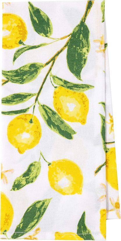 Pantry Lemons All over Kitchen Dish Towel Set of 4, Cotton, 18 X 28-Inch