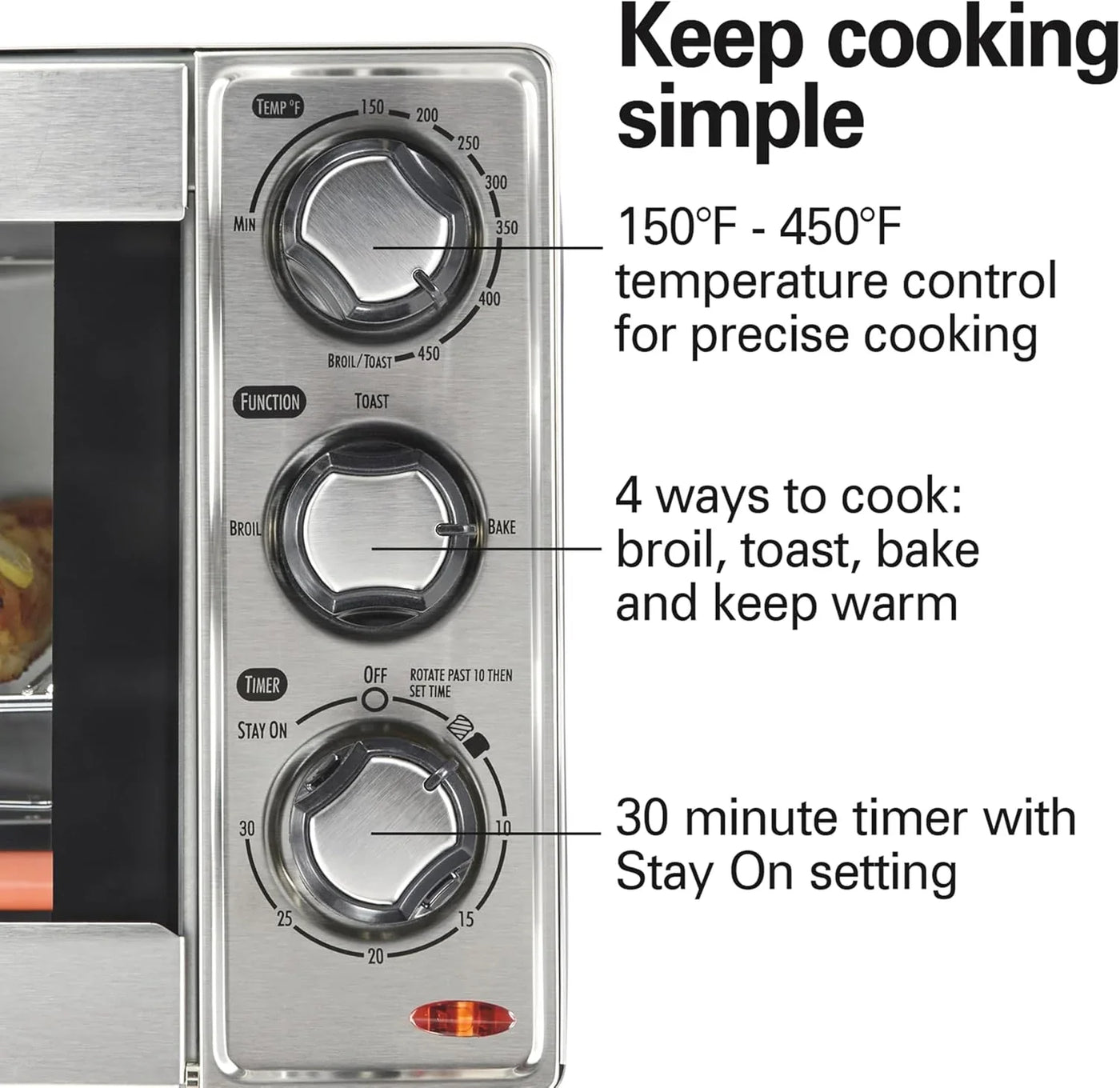 Countertop Toaster Oven & Pizza Maker Large 4-Slice Capacity, Stainless Steel (31401)