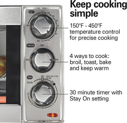 Countertop Toaster Oven & Pizza Maker Large 4-Slice Capacity, Stainless Steel (31401)