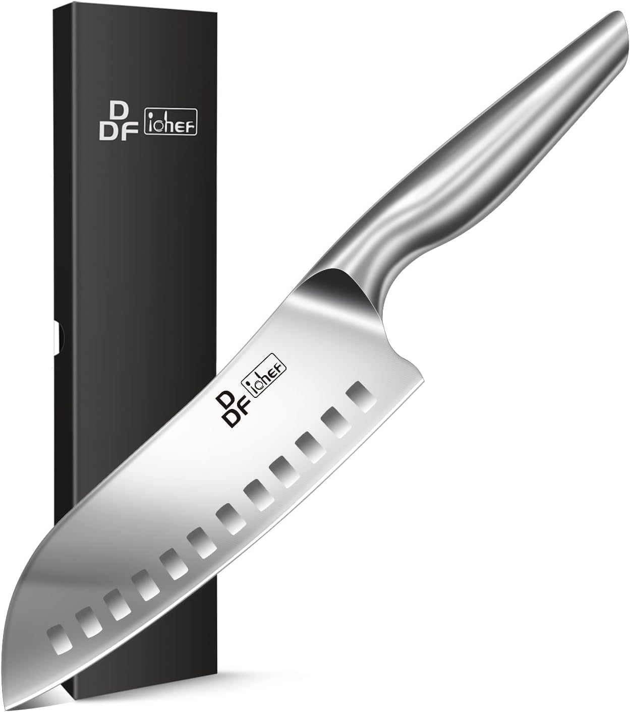Kitchen Knife, Chef'S Knife in Japanese Stainless Steel Professional Santoku Cooking Knife, 7 Inch Non-Slip Ultra Sharp Knife with Ergonomic Handle