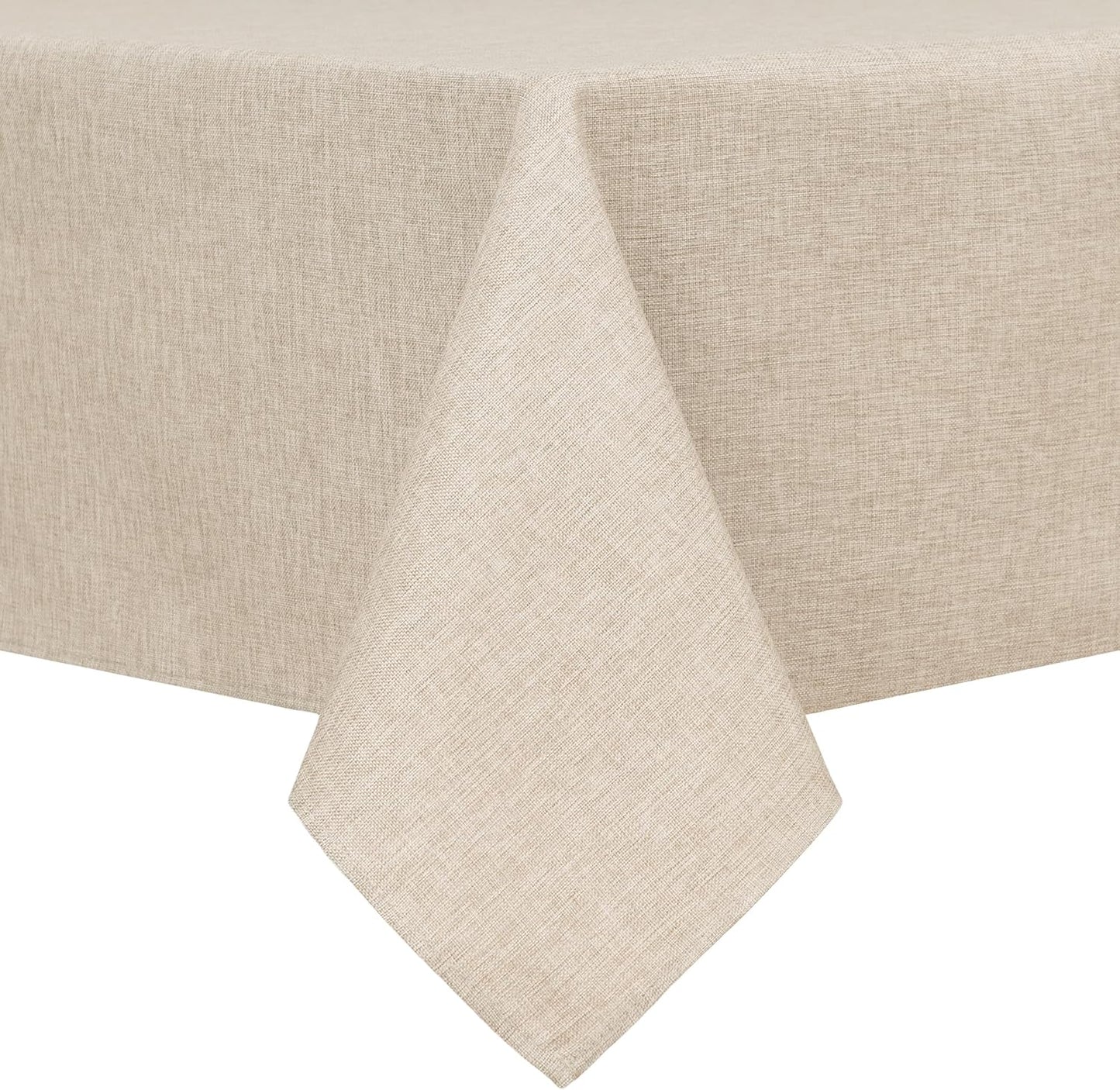 Faux Linen Polyester Rectangle Tablecloth - Wrinkle and Stain Resistant Washable Table Cloth for Kitchen Dining Room Holiday Table Cover for Party Dinner, Beige, 54 X 80 Inch