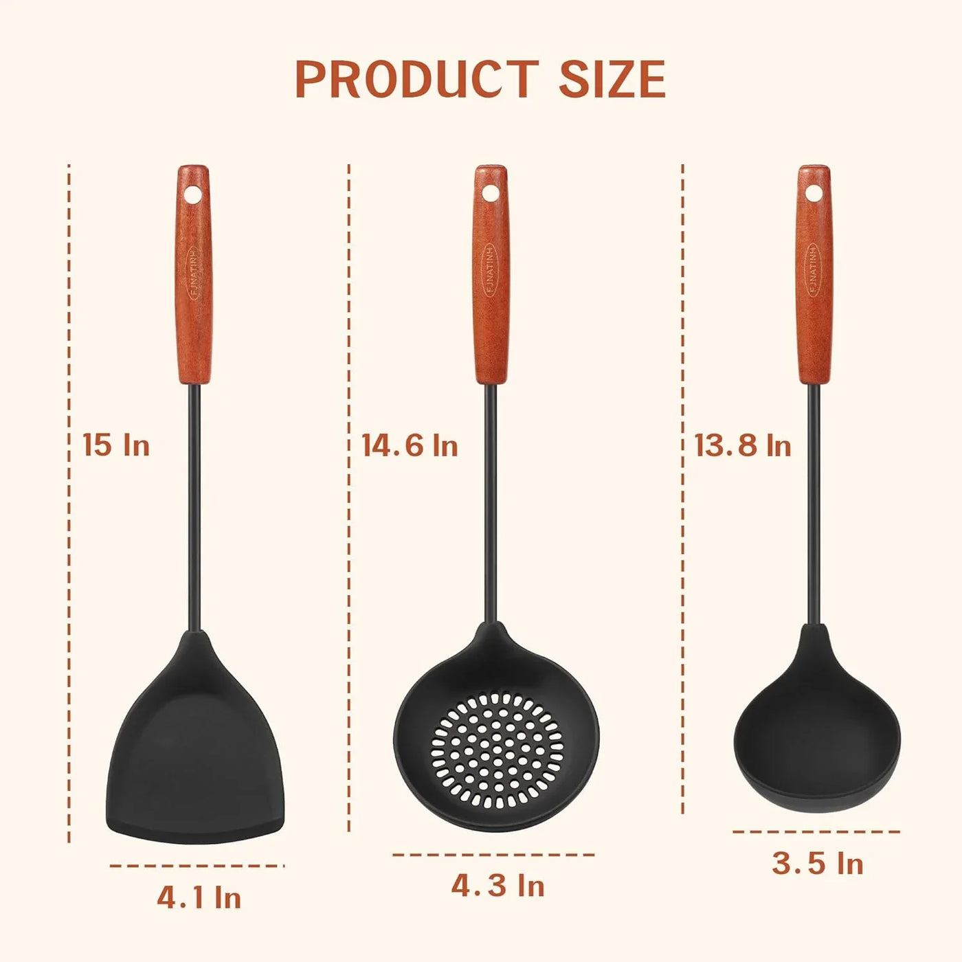 Wok Tools, Wok Utensil,Wok Spatula,Ladle,Skimmer Tool Set,Non Stick Heat-Resistant Silicone Cooking Utensils BPA Free Kitchen Utensils Cookware, Pack of 3,Black