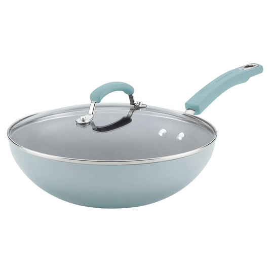 Classic Nonstick Stir Fry Pan with Glass Lid, 11 Inch - Sky Blue