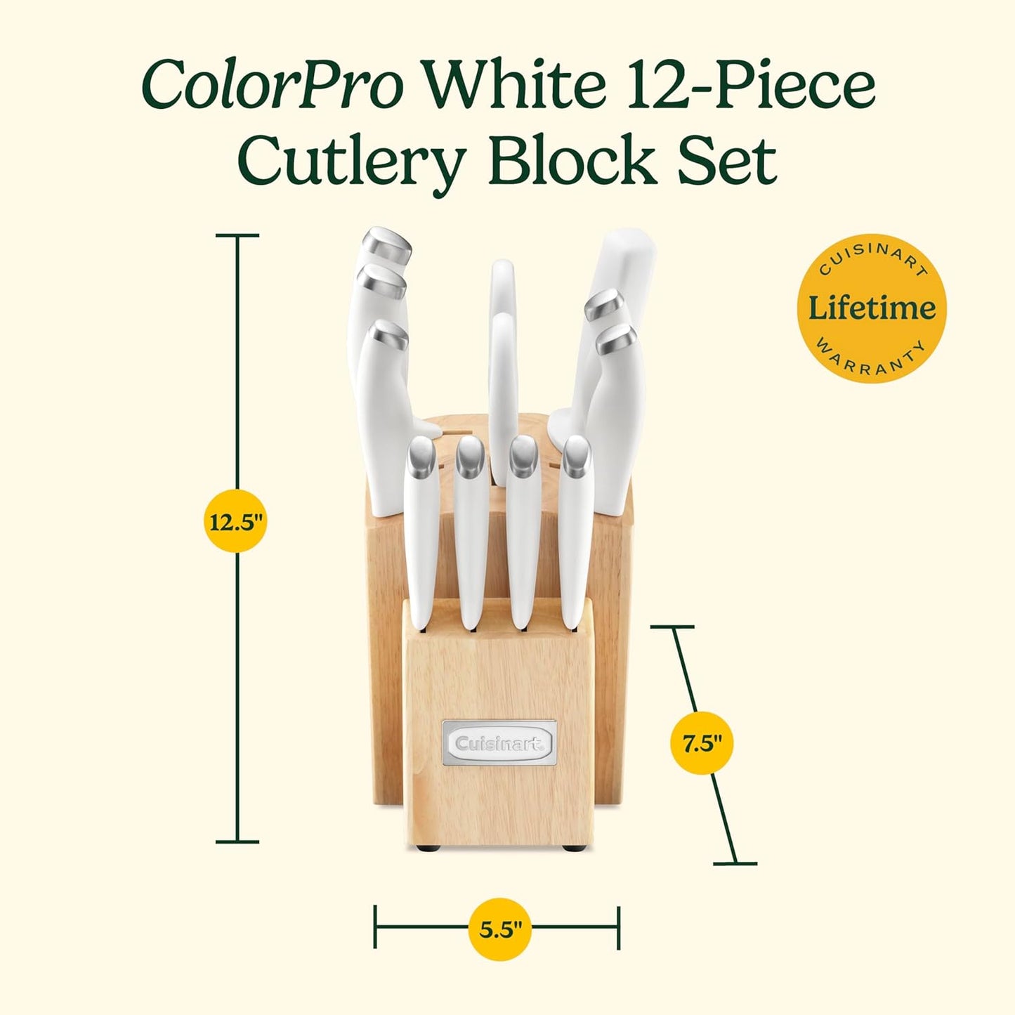 Block Knife Set, 12Pc Cutlery Knife Set with Steel Blades for Precise Cutting, Lightweight, Stainless Steel, Durable & Dishwasher Safe, C77SSW-12P