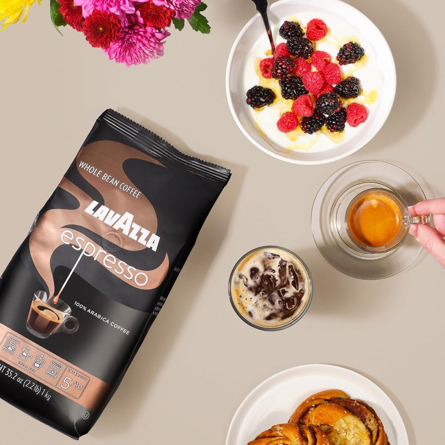 Espresso Whole Bean Coffee, Medium Roast, 100% Arabica, 2.2 Lb Bag