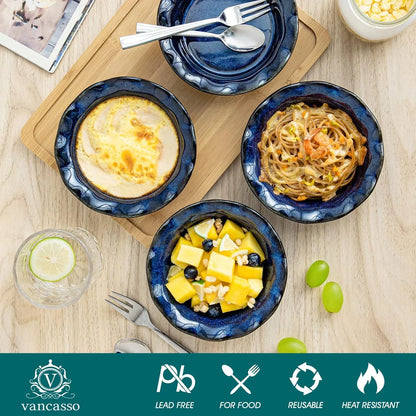 Mini Pie Pans Set of 6, 5.2 Inch Ceramic Deep Dish Pie Plate for Baking Microwave & Oven Safe, Cream Colored