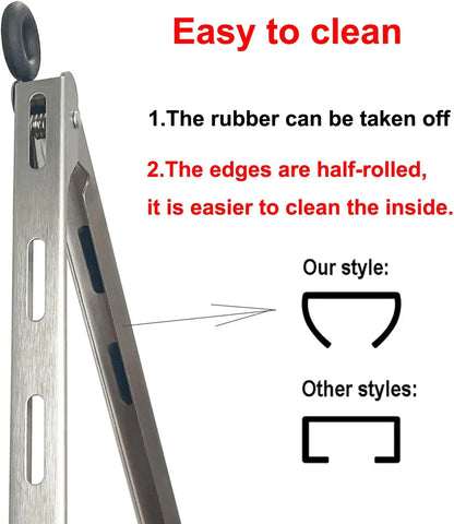 Set of 9-Inch and 12-Inch Stainless Steel Kitchen Tongs with Locking, Metal Cooking Tongs with Non-Slip Grip,Perfect for Grilling, Barbecue (BBQ) and More (9" & 12")