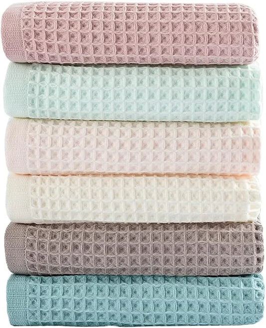 6 Pack Waffle Weave Dish Cloths, 13X13 Inch 100% Cotton Kitchen Towels for Washing Dishes - Super Absorbent, Quick Drying Dish Rags (Mixed Colors)