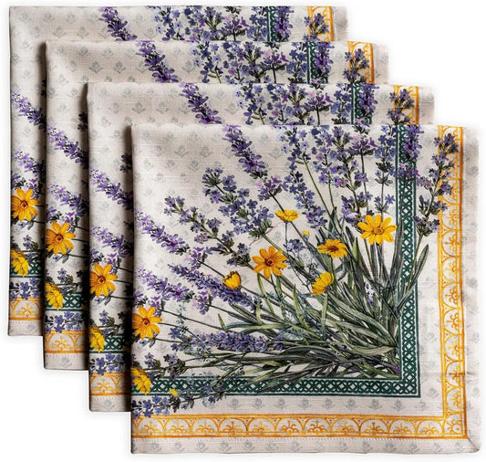 Cloth Napkins Set of 4 100% Cotton Everyday Reusable Square Napkins Cloth Washable Dinner Party Wedding Restaurant Spring/Summer(Fanny Lavender, 20" X 20")