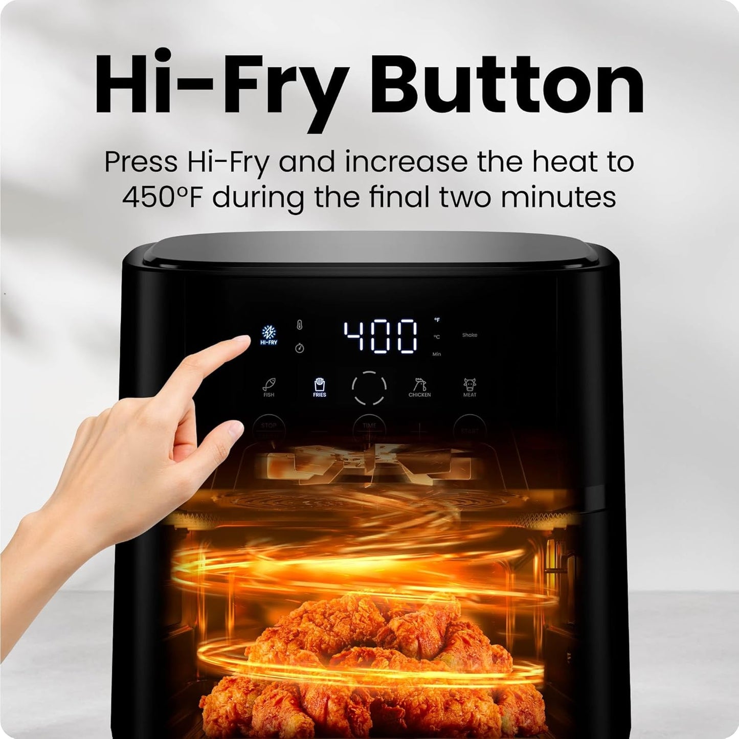 Air Fryer – 4 QT Compact Airfryer for Quick & Easy Meals in Minutes, Features Hi-Fry Technology for Extra Crisp, Touchscreen Controls with 4 Presets, Nonstick & Dishwasher Safe Basket - Black