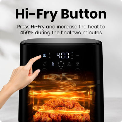 Air Fryer – 4 QT Compact Airfryer for Quick & Easy Meals in Minutes, Features Hi-Fry Technology for Extra Crisp, Touchscreen Controls with 4 Presets, Nonstick & Dishwasher Safe Basket - Black