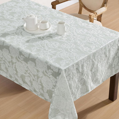 Annaleigh Tablecloth Jacquard Fabric, Wrinkle Resistant for Dining, Holiday, Party, Wedding or Banquet, 60" X 120", Sage