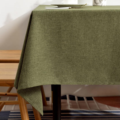 Table Cloth – Waterproof, Wrinkle Resistant & Washable Rectangle Tablecloth and Table Cover for Dining Room, Kitchen, Outdoor, Party & Birthday Use (Olive, 47" X 63")