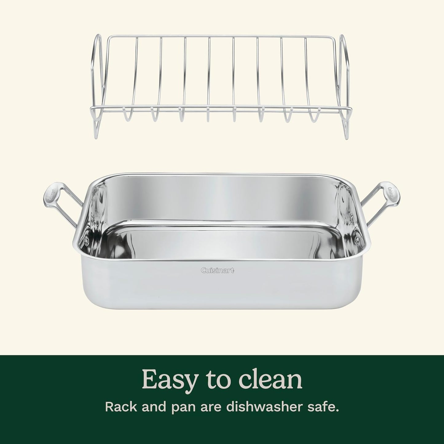 16-Inch Roasting Pan, Induction Compatible Premium Rectangular Roaster Pan with Rack, Stainless Steel Roasting Pan with Rack, Large Capacity, Dishwasher Safe