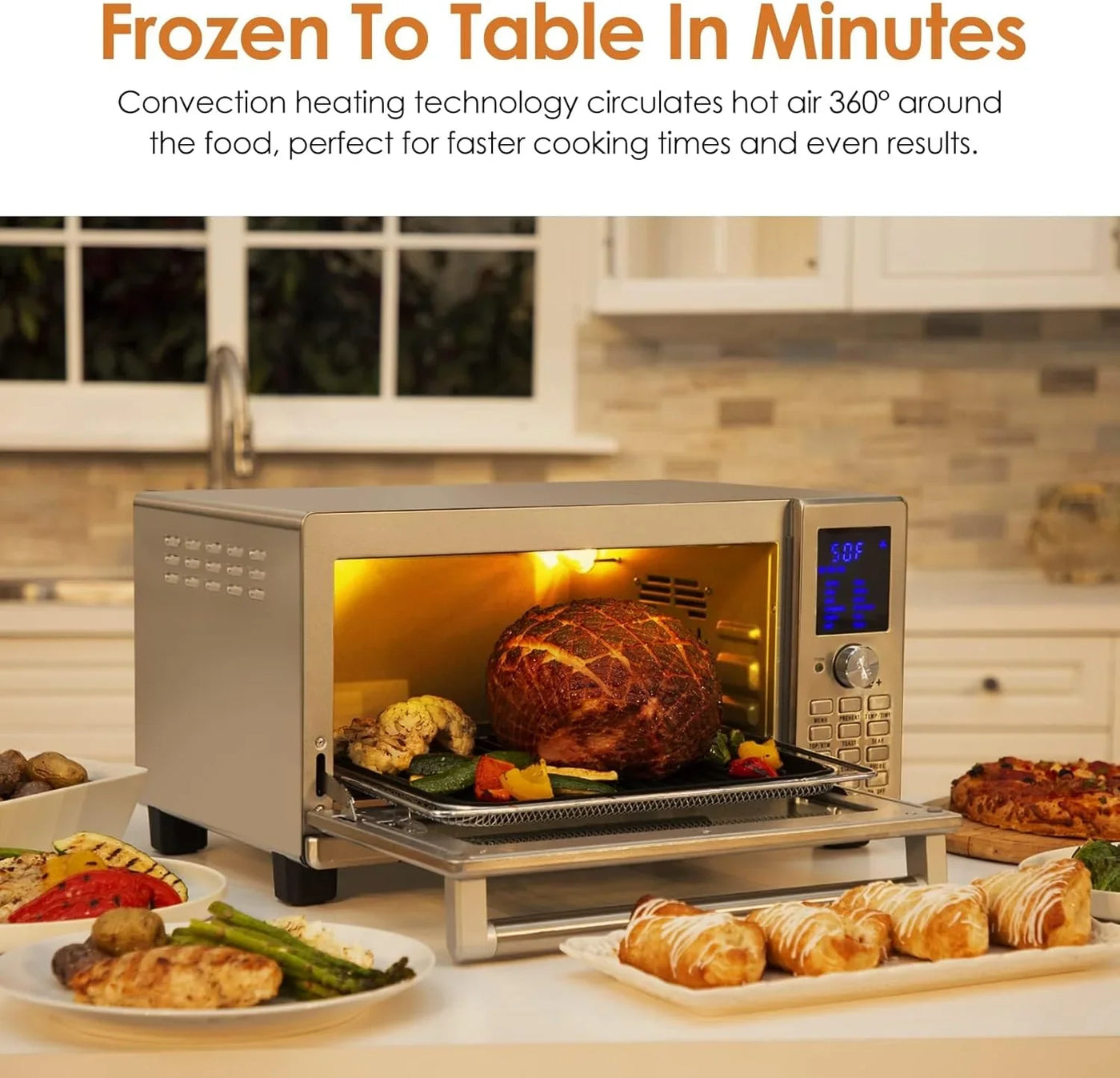 Bravo XL Air Fryer Convection Toaster Oven Countertop, 112-In-1 Smart Grill Combo with Original Flavors & Marks, Adjustable Heating Zones for Pizza, Roast, Bake, 50-500°F, Stainless Steel, 30QT