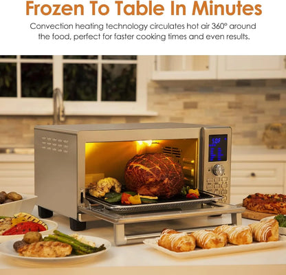 Bravo XL Air Fryer Convection Toaster Oven Countertop, 112-In-1 Smart Grill Combo with Original Flavors & Marks, Adjustable Heating Zones for Pizza, Roast, Bake, 50-500°F, Stainless Steel, 30QT