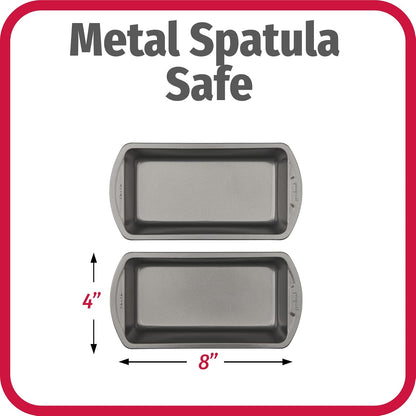 Nonstick Loaf Pan 8 X 4-Inch Heavy-Duty Steel Bakeware with Easy-Clean Non-Stick Coating, Oven & Dishwasher Safe Pan for Meatloaf Breads Lasagnas Casseroles & More, Set of 2, Gray