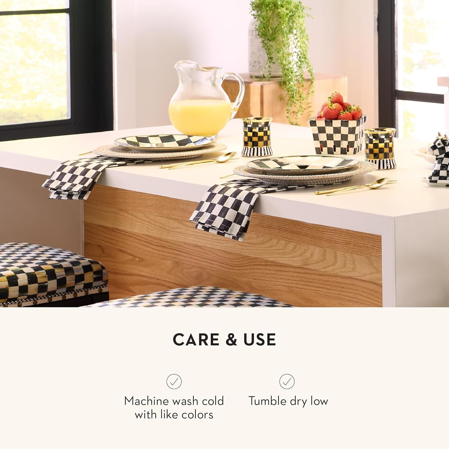 Set of 1 Cotton Dish Towel, Decorative Kitchen Towel, Black-And-White Courtly Check