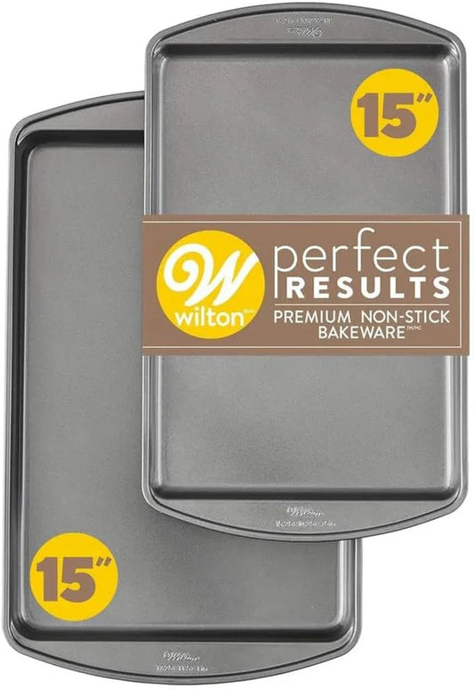 Perfect Results Nonstick Medium 15 X 10 in Cookie Baking Sheets Set, 2-Piece Steel Bakeware, Scratch-Resistant, Dishwasher Safe