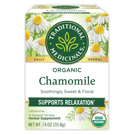 Organic, Chamomile Tea - Supports Stress Relief and Relaxation - Kosher, Non-Gmo, Caffeine-Free, Compostable - 16 Tea Bags