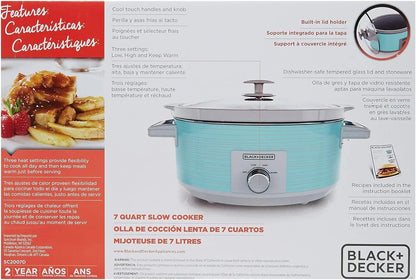 7-Quart Slow Cooker, SC2007D, Lid Holder, 3 Heat Settings, Extra Large Handles, Dishwasher Safe, Teal