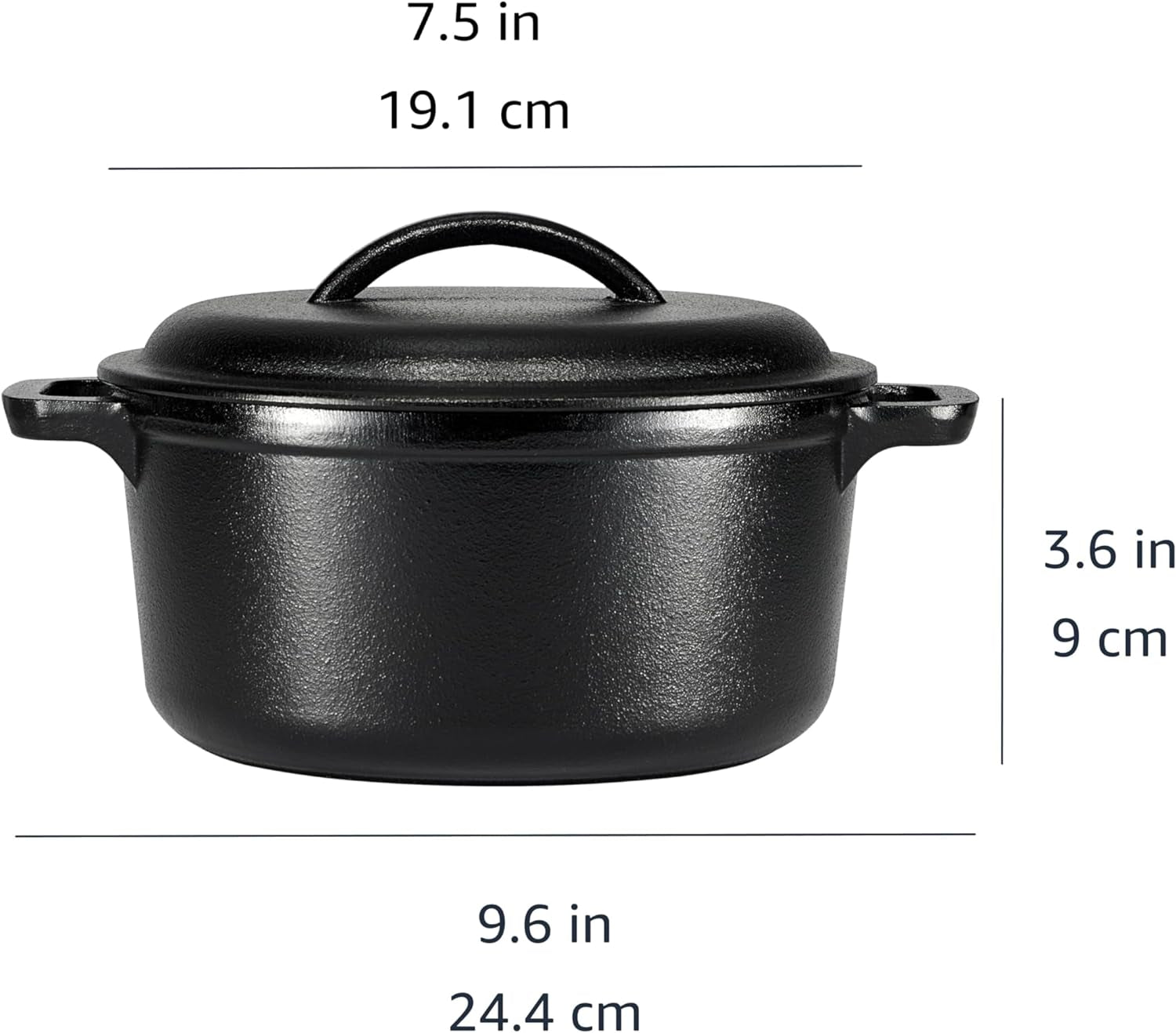 Pre-Seasoned Cast Iron Mini Dutch Oven Pot with Lid and Dual Handles, Oven Safe, 2-Quart, Round, Black