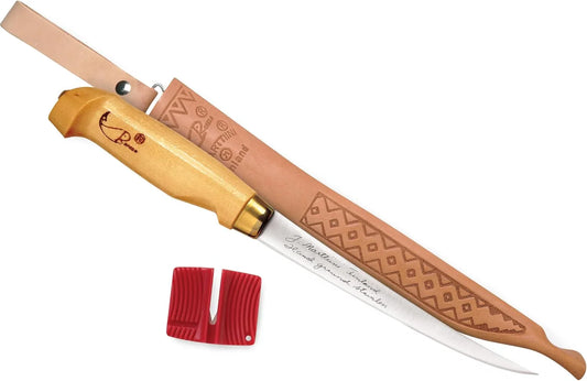 4 Inch Fish’N Fillet Knife with Built-In Single-Stage Sharpener and Sheath, Stainless Steel Fishing Knife