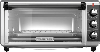 TO3250XSBD 8-Slice Extra Wide Convection Countertop Toaster Oven, Includes Bake Pan, Broil Rack & Toasting Rack, Stainless Steel/Black
