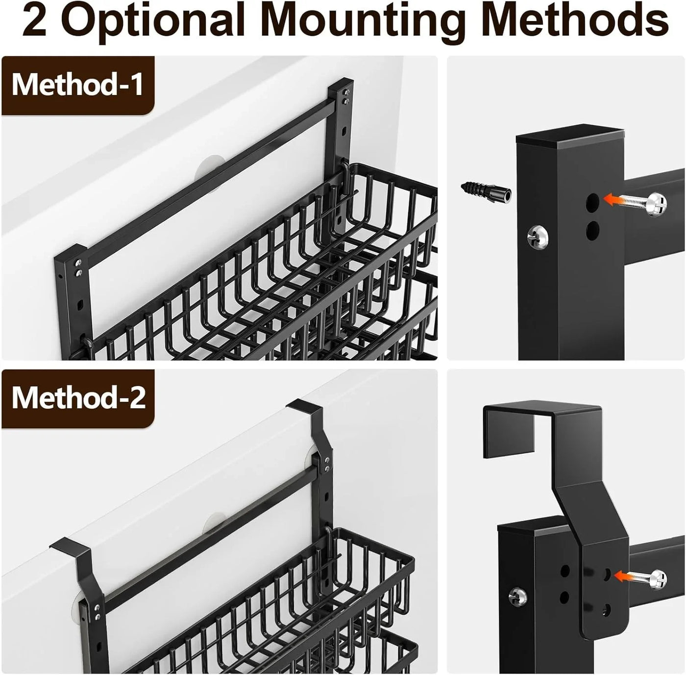 9 Tier over the Door Pantry Organizer, 2 in 1 Wall Mount or Hanging Spice Rack with Adjustable Basket, Seasoning Organizer and Storage for Kitchen Cabinet Closet Bathroom