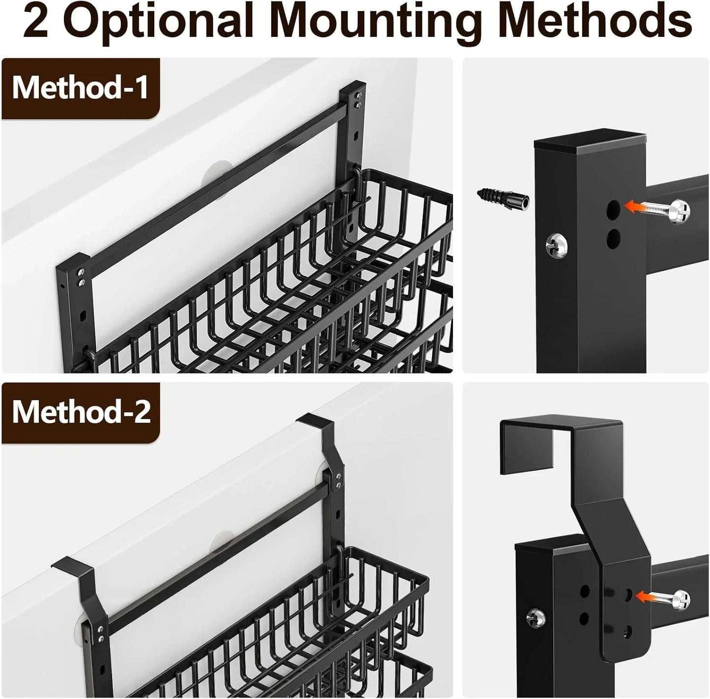 9 Tier over the Door Pantry Organizer, 2 in 1 Wall Mount or Hanging Spice Rack with Adjustable Basket, Seasoning Organizer and Storage for Kitchen Cabinet Closet Bathroom