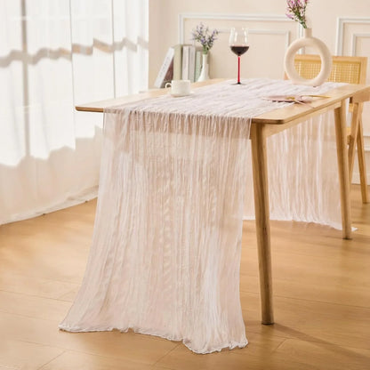10 Pack White Spring Table Runner Boho Cheesecloth Table Runners Bulk 10 Ft Gauze Sheer Mother'S Day Table Centerpieces for Wedding Ceremony Anniversary Bridal Baby Shower Banquet