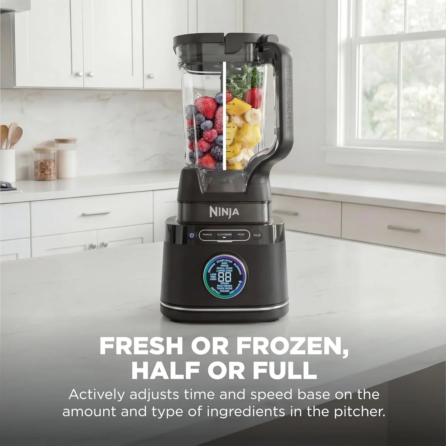 Kitchen System | All-In-One Food Processor & Blender | 8-Cup Bowl & (1) 24 Oz. To-Go Cup Blendsense Tech | for Smoothies, Cookie Dough, Salsas, Cole Slaw & More | 1800 Peak Watt | Black | TB401