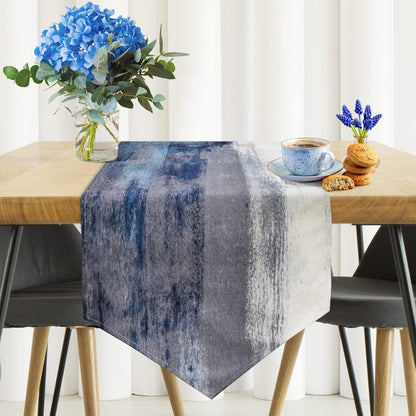 Blue and Grey Table Runner 13X72 Inch Modern Abstract Art Painting Kitchen Dinning Table Decoration for Home Party Décor