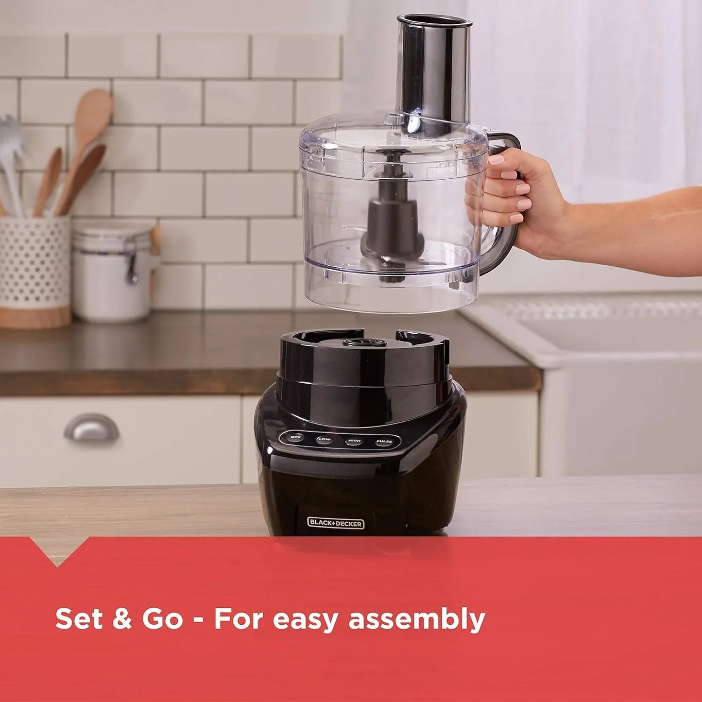 3-In-1 Easy Assembly 8-Cup Food Processor, Stainless Steel S-Blade, Easy-Clean, Touchpad Controls Black