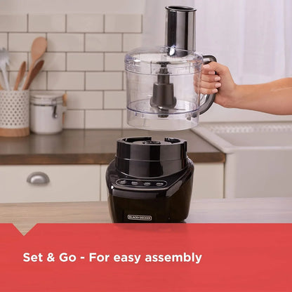 3-In-1 Easy Assembly 8-Cup Food Processor, Stainless Steel S-Blade, Easy-Clean, Touchpad Controls Black