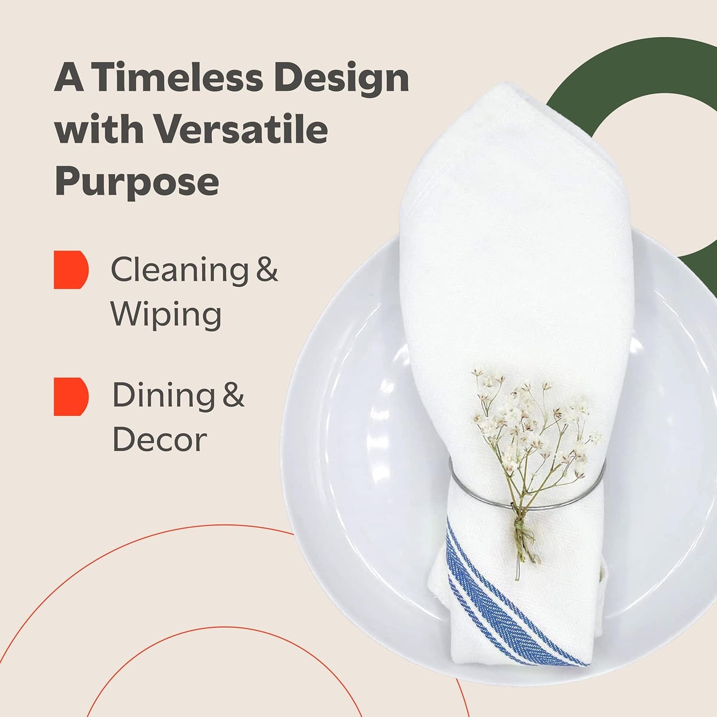 Classic Dish Towels - 15 Pack - 14" by 25" - 100% Cotton Kitchen Towels - Reusable Bulk Cleaning Cloths - Blue Hand Towels - Super Absorbent - Machine Washable