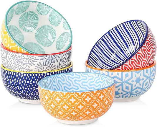 Ceramic 4 OZ Dipping Bowls Set, 3.5 Inch Mini Bowl for Dipping, Side Dishes, Microwave Dishwasher Safe, Set of 6, Assorted Colors