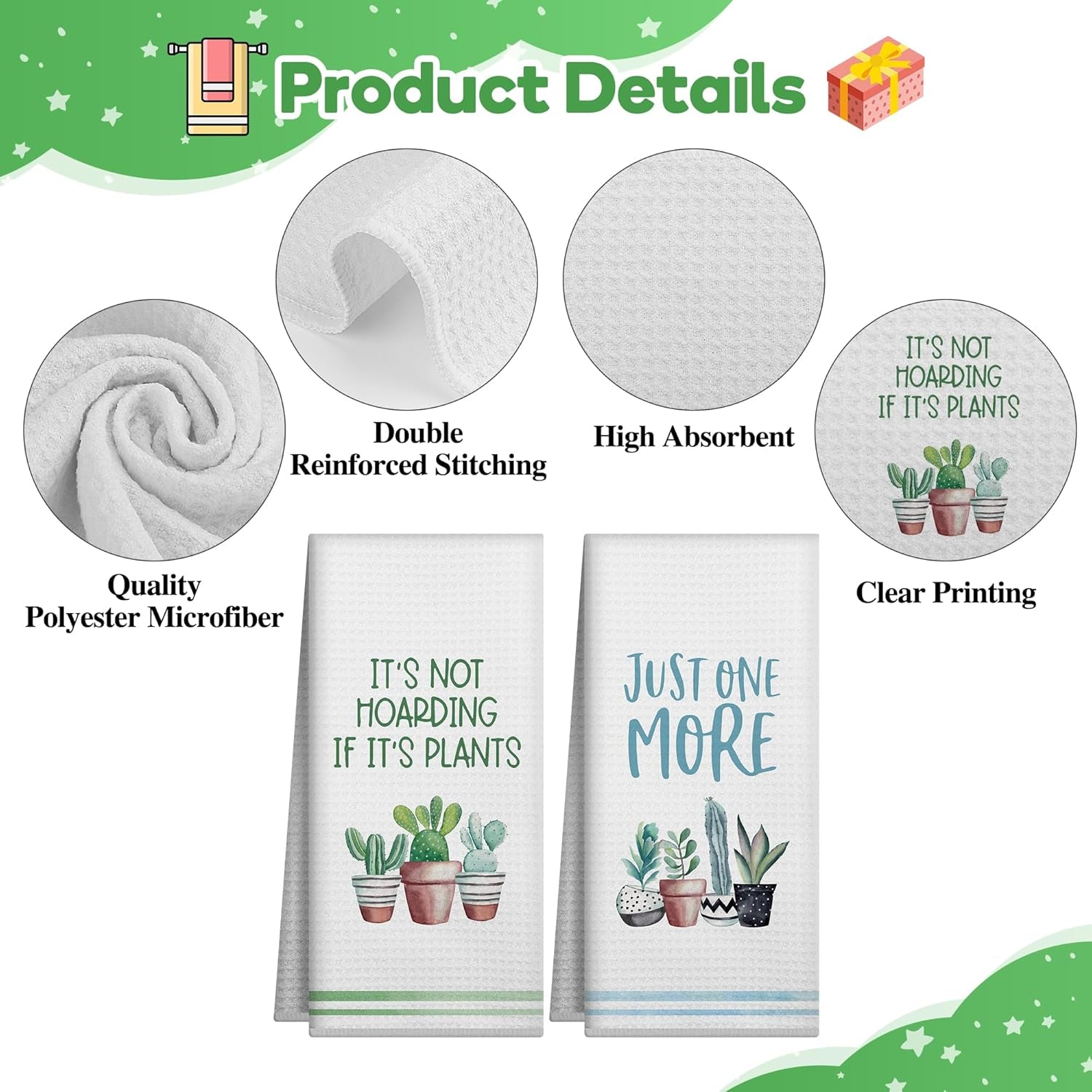Gifts for Plant Lovers,Easter Plant Lady Mom Gift,Plants Gardening Gift for Women Gardener Teacher,Funny Best Friend Birthday Housewarming New Home Gifts,Cute Kitchen Hand Towels Dish Cloths Set Decor