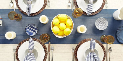 PVC Tabletop Collection Woven Indoor/Outdoor, Table Runner, 14X72, Nautical Blue