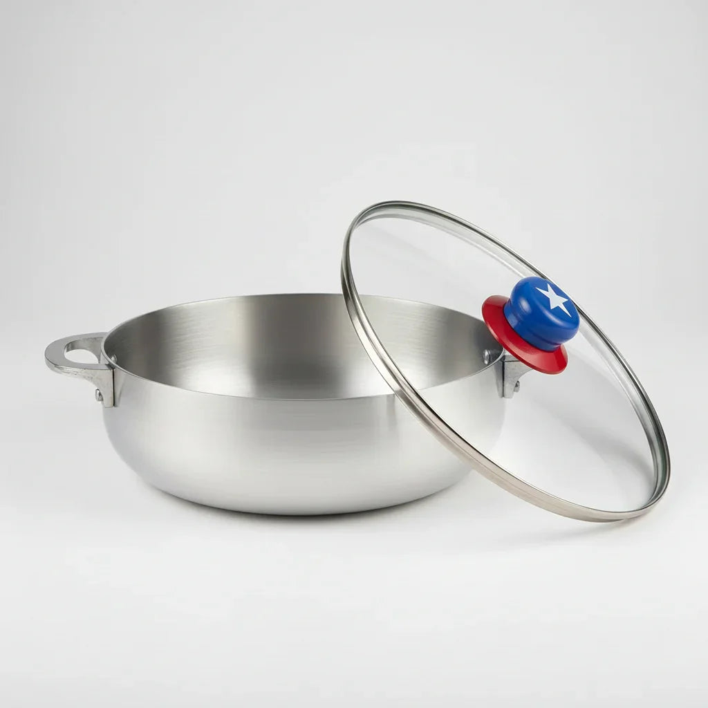 3.2Qt Boricua-Themed Aluminum Caldero with Lid, Caribbean Dutch Oven for Rice, Stews & Everyday Cooking