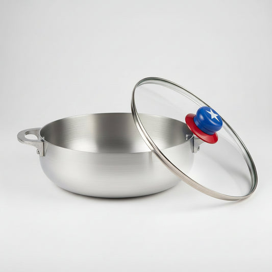 3.2Qt Boricua-Themed Aluminum Caldero with Lid, Caribbean Dutch Oven for Rice, Stews & Everyday Cooking
